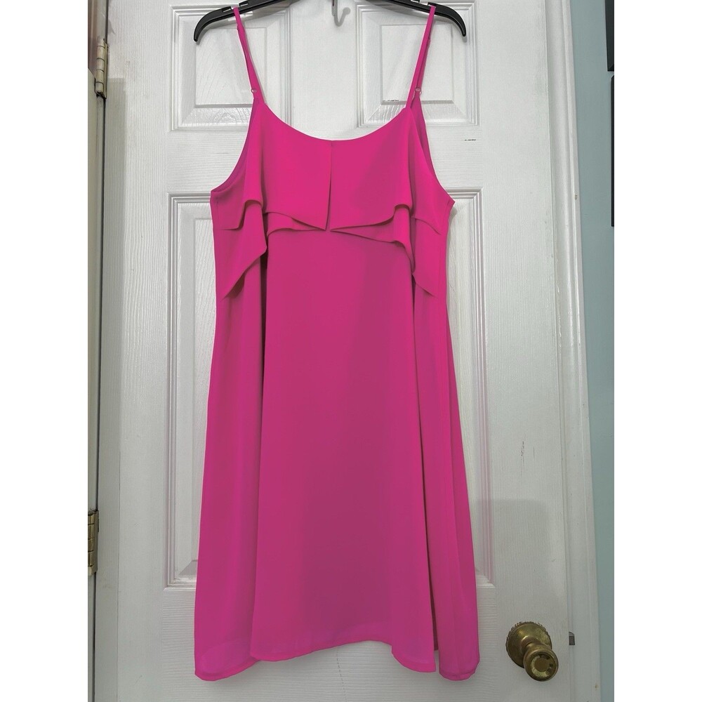 YA los angeles hot pink classy shift dress sleeveless dress womens Large